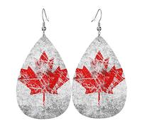 Lot de 2 boucles d'oreilles en cuir avec drapeau du Canada pour femme, taille unique, Cuir, Pas de gemme