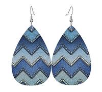 Lot de 2 boucles d'oreilles en denim bleu dégradé pour femme, boucles d'oreilles en cuir, boucles d'oreilles tendance en forme de goutte d'eau., taille unique, Cuir, Pas de gemme