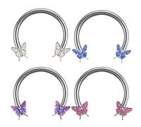 Lot de 2 boucles d'oreilles papillon pour filles, piercing sourcil/lèvre, bijou de corps (sourcil, lèvre, oreille, narine).