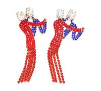 Lot de 2 boucles d'oreilles pendantes à pompons pour couple dansant avec strass pour déclaration, festival, vacances, fête, mariage, plage, vacances