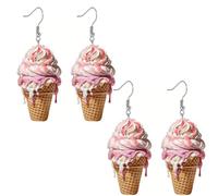 Lot de 2 boucles d'oreilles pendantes en forme de cornet de crème glacée pour femme et amateur de nourriture