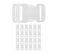 Lot de 2 Boucles en Plastique, choisissez la taille et la couleur, la broche en polypropylène, la fermeture et la rondelle de sac à dos, fermeture pour sacs de voyage, (2x25mm, broche transparente)