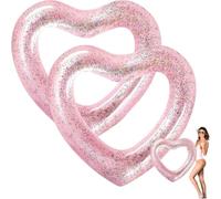 Lot de 2 Bouées Cœur Gonflables 120 cm pour Adultes, Bouées Géantes pour Piscine, Plage et Lac, Anneaux Gonflables Résistants en PVC, Accessoires pour Pool Party, Été et Séances Photo