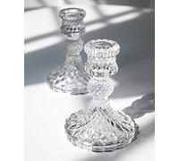 Lot de 2 bougeoirs Coniques en Verre Transparent pour Bougies de 2 cm, 10,2 cm de Haut, Support décoratif en Cristal pour Table de Mariage, Salle à Manger, fête