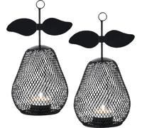 lot de 2 bougeoirs décoratifs modernes Pear noir 23cm