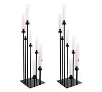 Lot de 2 bougeoirs élégants à 8 branches en métal noir avec abat-jour en acrylique pour mariage, dîner, cérémonie et décorations de fête