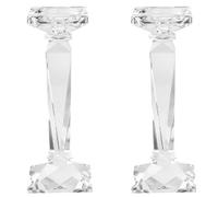 Lot de 2 bougeoirs élégants fabriqués à la main en cristal transparent - Chandeliers coniques et piliers en cristal transparent, parfaits pour les mariages, les dîners, les fêtes et la décoration