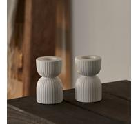 Lot de 2 Bougeoirs en Céramique Blanc