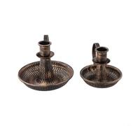 Lot de 2 bougeoirs en fer avec poignées pour mariage et usage domestique, support de bougie pilier stable, facile à transporter entre les pièces ou les événements (bronze)