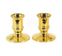 Lot de 2 bougeoirs en forme de cône doré pour bougie standard, base en plastique plaqué laiton, s'adapte aux bougies électroniques de forme traditionnelle, pour table ou cheminée, centime