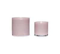 Lot de 2 bougeoirs en verre rose, pour bougies droites - Hübsch, Akin - H12 cm