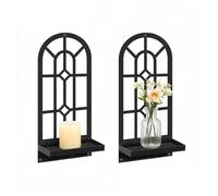 Lot de 2 Bougeoirs Mural Vintage, Noir Bougeoirs en Métal, Décoration Murale pour Salle de Bain, Moderne Photophore Appliques Bougeoire Murale Décoration pour Salon Chambre À Coucher Cheminée