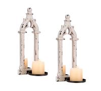 Lot de 2 bougeoirs muraux vintage en bois blanc Walasis - Accessoires gothiques - Décoration miroir pour salon et salle de bain, FSZS801Q-zuojiuzhutai