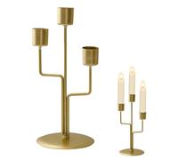 Lot de 2 bougeoirs plaqués or - Supports hauts pour bougies coniques et piliers, résistants à la rouille, mariage, fête à la maison, salon, décoration de table de Noël