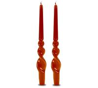 Lot de 2 bougies à chandelier laquées artisanales - Home Decor Collection - Hauteur 30 cm - Cereria Di Giorgio - Couleur terre cuite