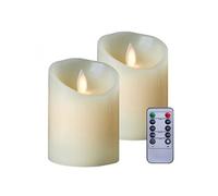 Vivezen – Lot de 2 bougies à LED en cire 10 cm avec télécommande, flamme vacillante