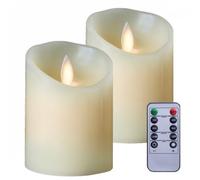 Vivezen – Lot de 2 bougies à LED en cire 10 cm avec télécommande, flamme vacillante