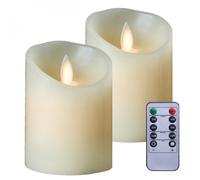 Lot de 2 bougies à LED 10 cm en cire avec télécommande, flamme vacillante - Vivezen