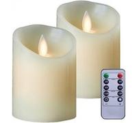 Vivezen - Lot de 2 bougies à LED 10 cm en cire avec télécommande, flamme vacillante