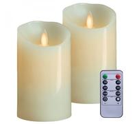 Lot de 2 bougies à LED 12.5 cm en cire avec télécommande, flamme vacillante - Vivezen