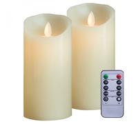 Vivezen - Lot de 2 bougies à LED 15 cm en cire avec télécommande, flamme vacillante