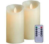 Vivezen - Lot de 2 bougies à LED 15 cm en cire avec télécommande, flamme vacillante