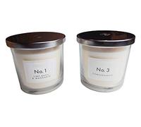 Lot de 2 bougies Aldi collection hôtel à 2 mèches - 1 bougie Aldi N°1 citron vert, basilic et mandarine + 1 bougie Aldi N°3 grenade