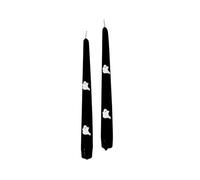Lot de 2 bougies coniques noires avec fantômes de cire blanche - hauteur 25 cm - Artisanal - Fabriqué en Italie - Cereria Di Giorgio