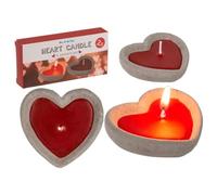 Lot de 2 Bougies Cœur Rouge en Ciment