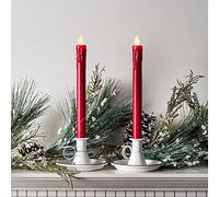 Lot de 2 Bougies de Chandelier LED à Piles en Cire Rouge Lights4fun