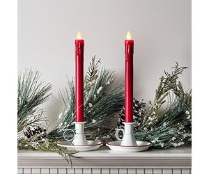 Lot de 2 Bougies de Chandelier LED à Piles en Cire Rouge Lights4fun