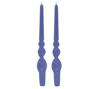 Lot de 2 bougies de chandelier voulues laquées artisanales - Hauteur 30 cm - Cereria Di Giorgio - Couleur Blue Dusk