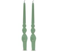 Lot de 2 bougies de chandelier voulues laquées artisanales - Hauteur 30 cm - Cereria Di Giorgio - Couleur vintage vert