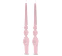 Lot de 2 bougies de chandelier voulues laquées artisanales - Hauteur 30 cm - Cereria Di Giorgio - Couleur rose poudre