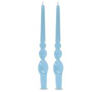 Lot de 2 bougies de chandelier voulues laquées artisanales - Hauteur 30 cm - Cereria Di Giorgio - Couleur Dusty blue