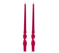 Lot de 2 bougies de chandelier voulues laquées artisanales - Hauteur 40 cm - Cereria Di Giorgio - Couleur rouge