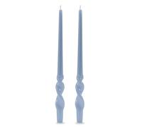 Lot de 2 bougies de chandelier voulues laquées artisanales - Hauteur 40 cm - Cereria Di Giorgio - Couleur Dusty Blue