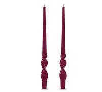 Lot de 2 bougies de chandelier voulues laquées artisanales - Hauteur 40 cm - Cereria Di Giorgio - Couleur Bourgogne