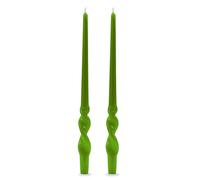 Lot de 2 bougies de chandelier voulues laquées artisanales - Hauteur 40 cm - Cereria Di Giorgio - Couleur pistache