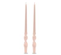 Lot de 2 bougies de chandelier voulues laquées artisanales - Hauteur 40 cm - Cereria Di Giorgio - Couleur poudre