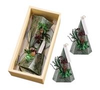Lot de 2 Bougies en Forme de Sapin de Noël - Géométriques, Aromathérapie Avec Coffret Cadeau pour Décorations (Vert)