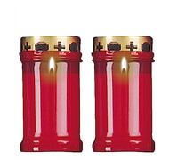 Lot de 2 bougies funéraires de 12 cm | Lumière de deuil commémorative commémorative pour cimetière - Environ 39 heures de combustion
