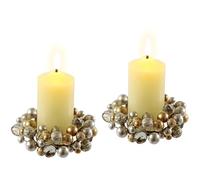 Lot de 2 bougies LED en cire véritable avec couronne - Blanc chaud - Lumière d'ambiance - Décoration - Grande bougie de l'Avent - Couronne de l'Avent - Romantique - Saint Valentin - Champagne