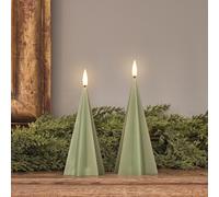 Lot de 2 Bougies LED Sapin de Noël Scandi TruGlow® Vertes avec Télécommande
