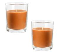 Lot de 2 Bougies Parfumées Cannelle en Verre 8.5x7cm, Bougie Parfumée Brun en Cire Végétale, 28 Heures de Combustion