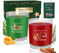 Lot de 2 bougies parfumées en verre, 2 x 320 g Pour Noël Aromathérapie Bougie de Noë, Bougies parfumées au soja naturel - Coffret cadeau pour femme, maman et homme, Cadeau d'anniversaire