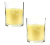 Lot de 2 Bougies Parfumées Jasmin en Verre 8.5x7cm, Bougie Parfumée Jaune en Cire Végétale, 28 Heures de Combustion