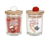 Lot de 2 Bougies Parfumées ""Joyeuses Fêtes"" 45g Sapin