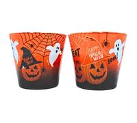 Lot de 2 bougies parfumées pour Halloween - Bougies parfumées - Bougies en verre - Bougie décorative Halloween - Décoration d'Halloween - Citrouille - Bougie parfumée à la vanille - Motif Halloween