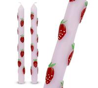 Lot de 2 bougies peintes à la main en forme de fraises roses 3D | Cadeau idéal pour un anniversaire ou la fête des mères non parfumées, 8 heures de combustion - Emballage respectueux de